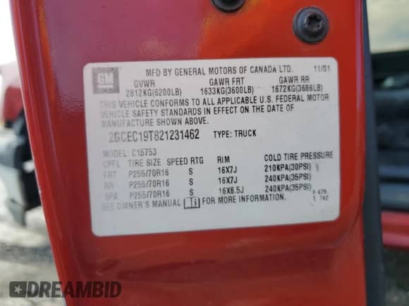 2002 Chevrolet Silverado 1500 LS z VIN 2GCEC19T821231462, wystawiony jako Copart lot #52182214 z przebiegiem Nie podano mil oraz Szkoda całkowita • Salvage title. Historia ofert i sprzedaży dostępna na DreamBid. Obrazek 12.