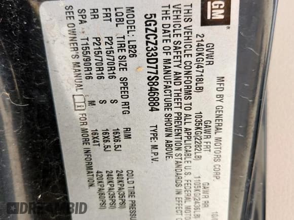 ✅ 2007 Saturn VUE I4 • VIN: 5GZCZ33D77S846884 • Lot: 61956045. Wystawiony na Copart z przebiegiem 227 985 mil. Bezpłatny archiwum sprzedaży aukcyjnych z USA i szczegółowy raport historii pojazdu na DreamBid. Zdjęcie 13.