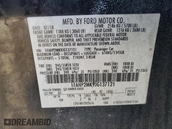 ✅ 2018 Ford Police Interceptor • VIN: 1FAHP2MK9JG137121 • Lot: 84435285. Wystawiony na Copart z przebiegiem 173 962 mil. Bezpłatny archiwum sprzedaży aukcyjnych z USA i szczegółowy raport historii pojazdu na DreamBid. Zdjęcie 12.