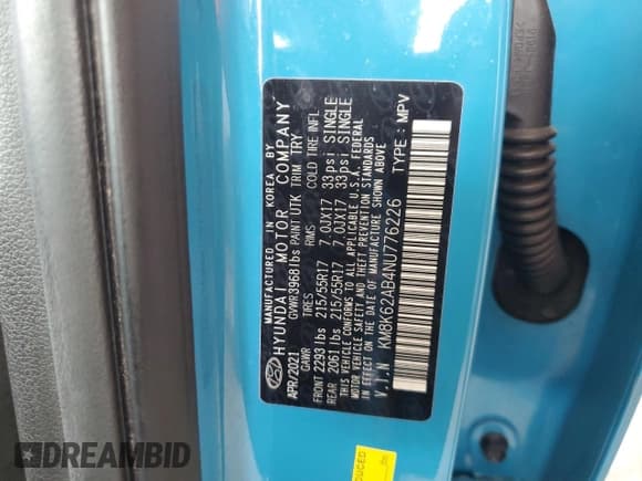 ✅ 2022 Hyundai Kona SEL • VIN: KM8K62AB4NU776226 • Лот: 71449014. Опубликован ранее на Copart с пробегом 36 672 миль. Бесплатный доступ к архиву аукционных продаж из США и подробный отчёт об истории автомобиля на DreamBid. Изображение 13.