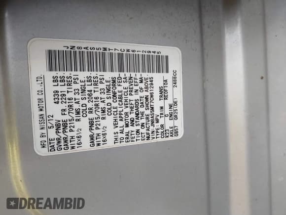 ✅ 2012 Nissan Rogue SV • VIN: JN8AS5MT7CW612945 • Lot: 41234491. Wystawiony na IAAI z przebiegiem 154 265 mil. Bezpłatny archiwum sprzedaży aukcyjnych z USA i szczegółowy raport historii pojazdu na DreamBid. Zdjęcie 9.