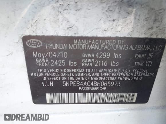 ✅ 2011 Hyundai Sonata GLS • VIN: 5NPEB4AC4BH065973 • Лот: 43568773. Опубликован ранее на IAAI с пробегом 253 353 миль. Бесплатный доступ к архиву аукционных продаж из США и подробный отчёт об истории автомобиля на DreamBid. Изображение 9.