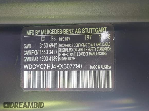 ✅ 2019 Mercedes-Benz G 63 AMG • VIN: WDCYC7HJ4KX307790 • Lot: 43836434. Listed on IAAI with 11,585 mi. Free auction sales archive from the USA and detailed vehicle history report at DreamBid. Image 9.