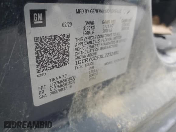 ✅ 2020 Chevrolet Silverado 1500 Custom Trail Boss • VIN: 1GCRYCEFXLZ232491 • Lot: 78900734. Listed on Copart with 62,258 mi. Free auction sales archive from the USA and detailed vehicle history report at DreamBid. Image 12.