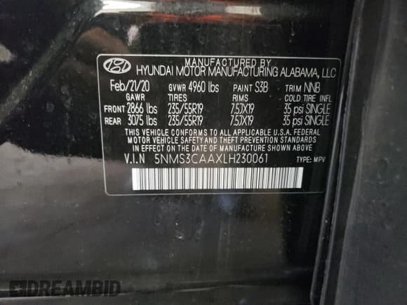 ✅ 2020 Hyundai Santa Fe SEL • VIN: 5NMS3CAAXLH230061 • Lot: 54391134. Wystawiony na Copart z przebiegiem 78 282 mil. Bezpłatny archiwum sprzedaży aukcyjnych z USA i szczegółowy raport historii pojazdu na DreamBid. Zdjęcie 15.