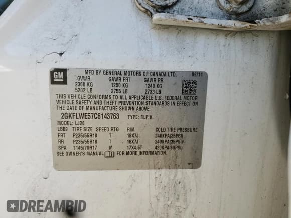 ✅ 2012 GMC Terrain SLT-2 • VIN: 2GKFLWE57C6143763 • Lot: 90325805. Wystawiony na Copart z przebiegiem 171 749 mil. Bezpłatny archiwum sprzedaży aukcyjnych z USA i szczegółowy raport historii pojazdu na DreamBid. Zdjęcie 13.