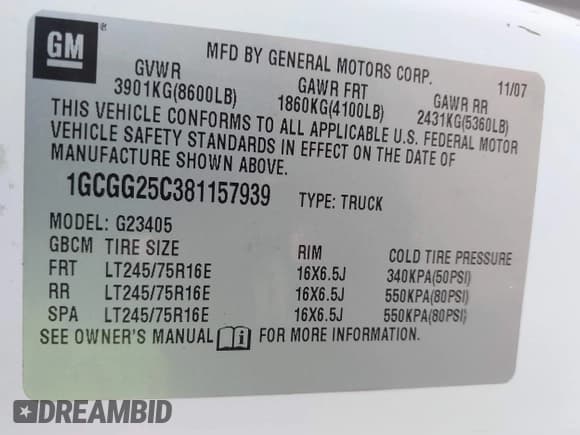 ✅ 2008 Chevrolet Express Cargo • VIN: 1GCGG25C381157939 • Лот: 42470749. Опубликован ранее на IAAI с пробегом 79 818 миль. Бесплатный доступ к архиву аукционных продаж из США и подробный отчёт об истории автомобиля на DreamBid. Изображение 9.