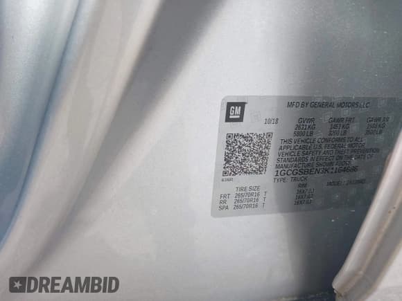 ✅ 2019 Chevrolet Colorado 2WD Work Truck • VIN: 1GCGSBEN3K1164686 • Lot: 41943796. Listed on IAAI with 65,000 mi. Free auction sales archive from the USA and detailed vehicle history report at DreamBid. Image 9.