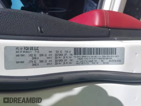 2020 Dodge Durango R/T с VIN 1C4SDJCT4LC100209, выставлен на аукционе IAAI как лот 43201802 с пробегом 129 379 миль миль и . История ставок и продаж доступна на DreamBid. Изображение 9.