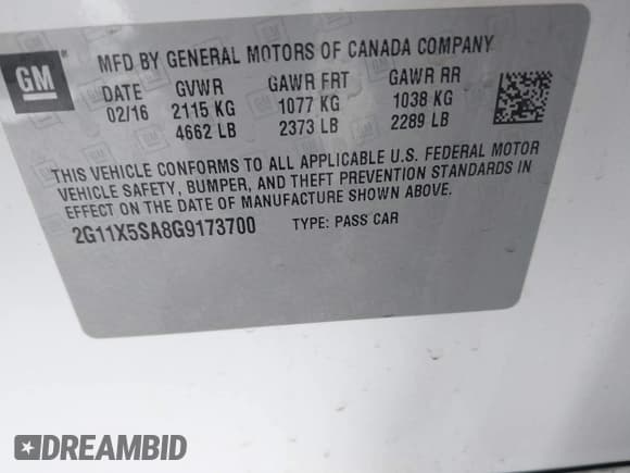 ✅ 2016 Chevrolet Impala LS • VIN: 2G11X5SA8G9173700 • Lot: 42076413. Listed on IAAI with 78,833 mi. Free auction sales archive from the USA and detailed vehicle history report at DreamBid. Image 9.