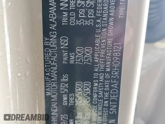 2024 Hyundai Santa Cruz Limited с VIN 5NTJEDAF3RH098121, выставлен на аукционе Copart как лот 43747085 с пробегом 20 545 миль миль и Чистый • Clean title. История ставок и продаж доступна на DreamBid. Изображение 14.