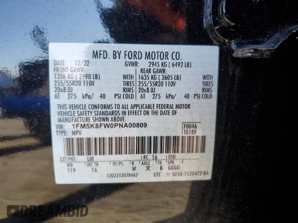 2023 Ford Explorer Limited with VIN 1FM5K8FW0PNA00809, listed as a Copart auction lot 78798634 with 19,347 mi miles and Salvage title. Bid and sale history available at DreamBid. Image 13.