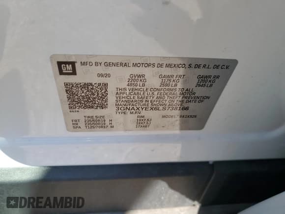 ✅ 2020 Chevrolet Equinox Premier • VIN: 3GNAXYEX6LS738166 • Лот: 84258915. Опубликован ранее на Copart с пробегом 31 868 миль. Бесплатный доступ к архиву аукционных продаж из США и подробный отчёт об истории автомобиля на DreamBid. Изображение 13.