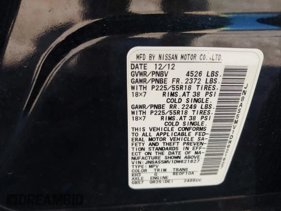 ✅ 2013 Nissan Rogue S • VIN: JN8AS5MV1DW621627 • Lot: 43080025. Listed on IAAI with 200,522 mi. Free auction sales archive from the USA and detailed vehicle history report at DreamBid. Image 9.