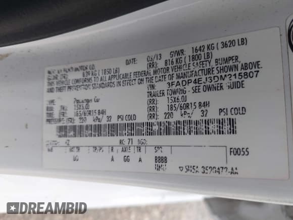 ✅ 2013 Ford Fiesta SE • VIN: 3FADP4EJ3DM215807 • Lot: 42778052. Wystawiony na IAAI z przebiegiem 101 074 mil. Bezpłatny archiwum sprzedaży aukcyjnych z USA i szczegółowy raport historii pojazdu na DreamBid. Zdjęcie 9.