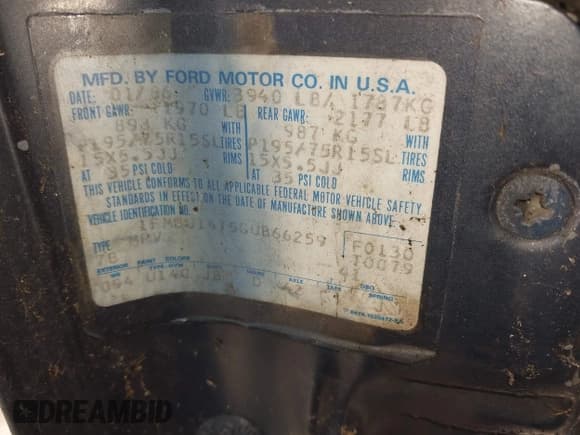 ✅ 1986 Ford Bronco • VIN: 1FMBU14T5GUB66259 • Lot: 41913216. Listed on IAAI with 81,412 mi. Free auction sales archive from the USA and detailed vehicle history report at DreamBid. Image 9.