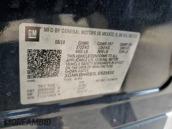 2020 Chevrolet Blazer LT z VIN 3GNKBHRS3LS531610, wystawiony jako Copart lot #68081934 z przebiegiem Nie podano mil oraz Szkoda całkowita • Salvage title. Historia ofert i sprzedaży dostępna na DreamBid. Obrazek 14.