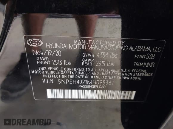 ✅ 2021 Hyundai Sonata Limited • VIN: 5NPEH4J21MH095361 • Lot: 42998191. Wystawiony na IAAI z przebiegiem 54 389 mil. Bezpłatny archiwum sprzedaży aukcyjnych z USA i szczegółowy raport historii pojazdu na DreamBid. Zdjęcie 9.