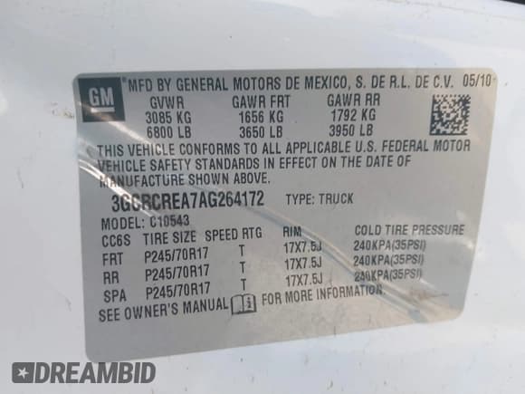 ✅ 2010 Chevrolet Silverado 1500 LS • VIN: 3GCRCREA7AG264172 • Lot: 43559823. Listed on IAAI with 176,031 mi. Free auction sales archive from the USA and detailed vehicle history report at DreamBid. Image 9.