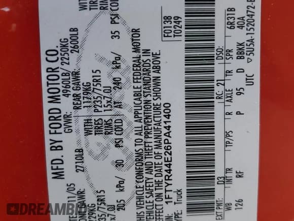 ✅ 2006 Ford Ranger STX • VIN: 1FTYR44E26PA41400 • Lot: 49903265. Listed on Copart with 148,954 mi. Free auction sales archive from the USA and detailed vehicle history report at DreamBid. Image 14.