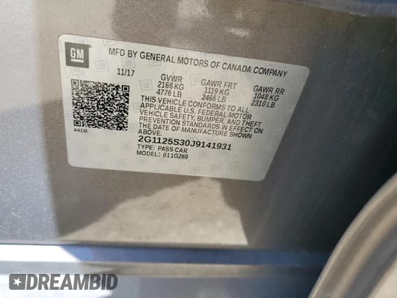 ✅ 2018 Chevrolet Impala Premier • VIN: 2G1125S30J9141931 • Лот: 53995904. Опубликован ранее на Copart с пробегом 127 872 миль. Бесплатный доступ к архиву аукционных продаж из США и подробный отчёт об истории автомобиля на DreamBid. Изображение 12.