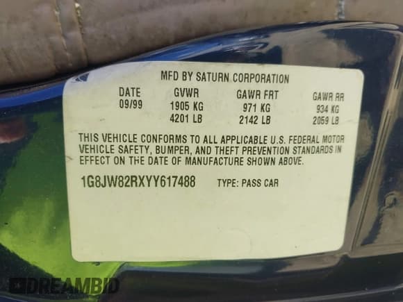 ✅ 2000 Saturn LW • VIN: 1G8JW82RXYY617488 • Лот: 42991139. Опубликован ранее на IAAI с пробегом 143 294 миль. Бесплатный доступ к архиву аукционных продаж из США и подробный отчёт об истории автомобиля на DreamBid. Изображение 9.