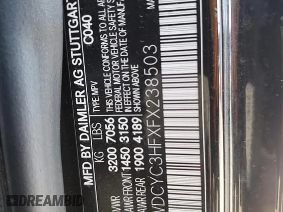 ✅ 2015 Mercedes-Benz G 550 • VIN: WDCYC3HFXFX238503 • Lot: 86385654. Listed on Copart with 56,446 mi. Free auction sales archive from the USA and detailed vehicle history report at DreamBid. Image 14.