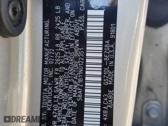 ✅ 2022 Lexus ES 350 Ultra Luxury • VIN: 58AFZ1B11NU122351 • Lot: 81388374. Listed on Copart with 27,198 mi. Free auction sales archive from the USA and detailed vehicle history report at DreamBid. Image 14.