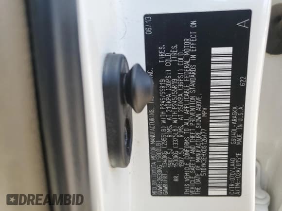 ✅ 2013 Toyota Highlander Limited • VIN: 5TDYK3EHXDS126477 • Лот: 69821945. Опубликован ранее на Copart с пробегом 73 778 миль. Бесплатный доступ к архиву аукционных продаж из США и подробный отчёт об истории автомобиля на DreamBid. Изображение 13.