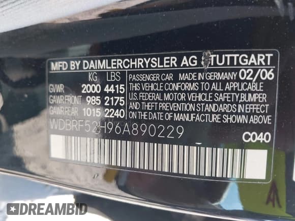 ✅ 2006 Mercedes-Benz C 230 Sport • VIN: WDBRF52H96A890229 • Lot: 42589310. Listed on IAAI with 236,130 mi. Free auction sales archive from the USA and detailed vehicle history report at DreamBid. Image 9.