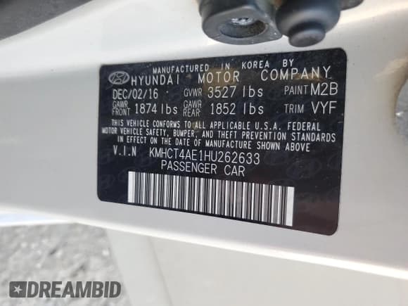 ✅ 2017 Hyundai Accent SE • VIN: KMHCT4AE1HU262633 • Lot: 86782405. Wystawiony na Copart z przebiegiem 117 128 mil. Bezpłatny archiwum sprzedaży aukcyjnych z USA i szczegółowy raport historii pojazdu na DreamBid. Zdjęcie 12.