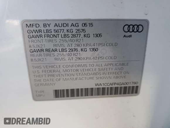 ✅ 2016 Audi SQ5 Premium Plus • VIN: WA1CCAFP4GA001780 • Лот: 92261645. Опубликован ранее на Copart с пробегом 75 473 миль. Бесплатный доступ к архиву аукционных продаж из США и подробный отчёт об истории автомобиля на DreamBid. Изображение 13.