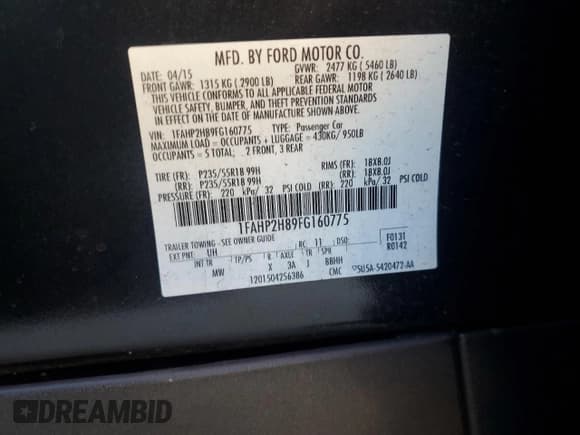 ✅ 2015 Ford Taurus SEL • VIN: 1FAHP2H89FG160775 • Lot: 87042625. Wystawiony na Copart z przebiegiem Nie podano. Bezpłatny archiwum sprzedaży aukcyjnych z USA i szczegółowy raport historii pojazdu na DreamBid. Zdjęcie 12.