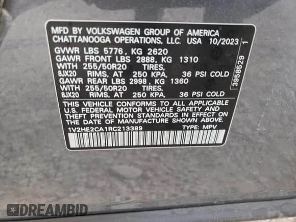 ✅ 2024 Volkswagen Atlas SE • VIN: 1V2HE2CA1RC213389 • Лот: 67580795. Опубликован ранее на Copart с пробегом 30 908 миль. Бесплатный доступ к архиву аукционных продаж из США и подробный отчёт об истории автомобиля на DreamBid. Изображение 13.