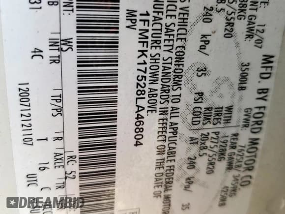 ✅ 2008 Ford Expedition Max Eddie Bauer • VIN: 1FMFK17528LA46804 • Lot: 68573195. Wystawiony na Copart z przebiegiem 227 174 mil. Bezpłatny archiwum sprzedaży aukcyjnych z USA i szczegółowy raport historii pojazdu na DreamBid. Zdjęcie 13.