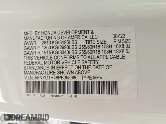 ✅ 2023 Honda Pilot EX-L • VIN: 5FNYG1H48PB058686 • Lot: 42971207. Wystawiony na IAAI z przebiegiem 16 748 mil. Bezpłatny archiwum sprzedaży aukcyjnych z USA i szczegółowy raport historii pojazdu na DreamBid. Zdjęcie 9.