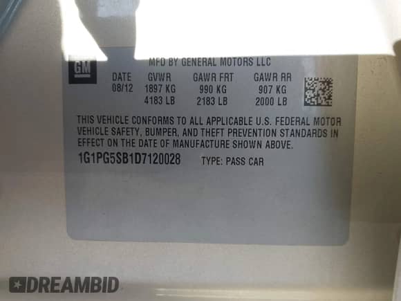 2013 Chevrolet Cruze LTZ z VIN 1G1PG5SB1D7120028, wystawiony jako IAAI lot #43409983 z przebiegiem 232 025 mil mil oraz . Historia ofert i sprzedaży dostępna na DreamBid. Obrazek 9.