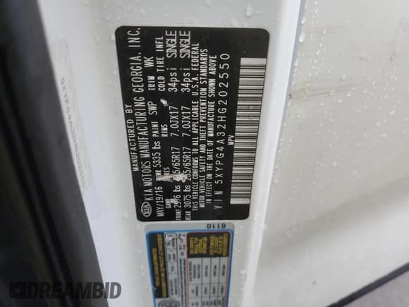 ✅ 2017 Kia Sorento LX • VIN: 5XYPG4A32HG202550 • Лот: 81950805. Опубликован ранее на Copart с пробегом 167 819 миль. Бесплатный доступ к архиву аукционных продаж из США и подробный отчёт об истории автомобиля на DreamBid. Изображение 12.