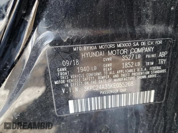 ✅ 2019 Hyundai Accent SE • VIN: 3KPC24A35KE055268 • Лот: 44917385. Опубликован ранее на Copart с пробегом 40 327 миль. Бесплатный доступ к архиву аукционных продаж из США и подробный отчёт об истории автомобиля на DreamBid. Изображение 12.