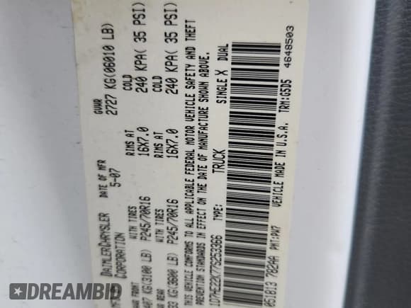 ✅ 2007 Dodge Dakota ST • VIN: 1D7HE22K77S253366 • Лот: 89541755. Опубликован ранее на Copart с пробегом 147 311 миль. Бесплатный доступ к архиву аукционных продаж из США и подробный отчёт об истории автомобиля на DreamBid. Изображение 12.