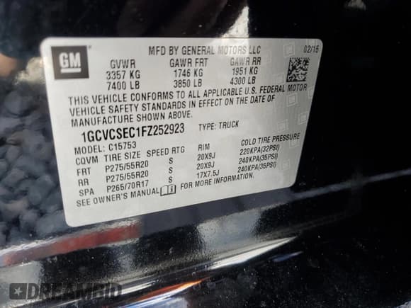 ✅ 2015 Chevrolet Silverado 1500 LTZ • VIN: 1GCVCSEC1FZ252923 • Лот: 80790435. Опубликован ранее на Copart с пробегом 235 311 миль. Бесплатный доступ к архиву аукционных продаж из США и подробный отчёт об истории автомобиля на DreamBid. Изображение 12.