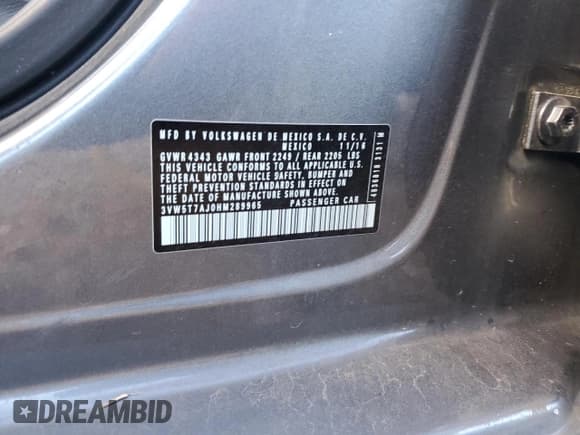 ✅ 2017 Volkswagen Jetta GLI • VIN: 3VW5T7AJ0HM289965 • Лот: 82396465. Опубликован ранее на Copart с пробегом 106 904 миль. Бесплатный доступ к архиву аукционных продаж из США и подробный отчёт об истории автомобиля на DreamBid. Изображение 12.