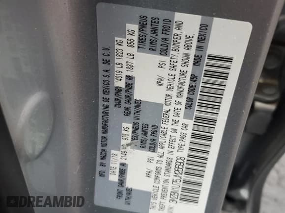 ✅ 2018 Mazda 3 Sport • VIN: 3MZBN1U75JM266908 • Лот: 90822605. Опубликован ранее на Copart с пробегом 102 185 миль. Бесплатный доступ к архиву аукционных продаж из США и подробный отчёт об истории автомобиля на DreamBid. Изображение 12.