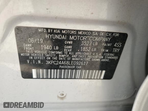 ✅ 2020 Hyundai Accent SE • VIN: 3KPC24A68LE092617 • Лот: 73187364. Опубликован ранее на Copart с пробегом 34 401 миль. Бесплатный доступ к архиву аукционных продаж из США и подробный отчёт об истории автомобиля на DreamBid. Изображение 12.