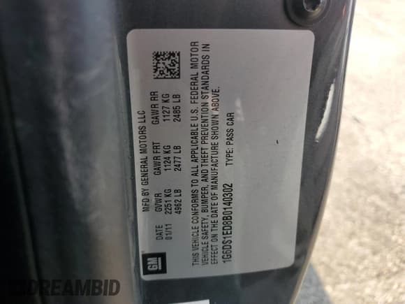 ✅ 2011 Cadillac CTS Premium • VIN: 1G6DS1ED8B0140302 • Lot: 66500355. Listed on Copart with 118,551 mi. Free auction sales archive from the USA and detailed vehicle history report at DreamBid. Image 12.