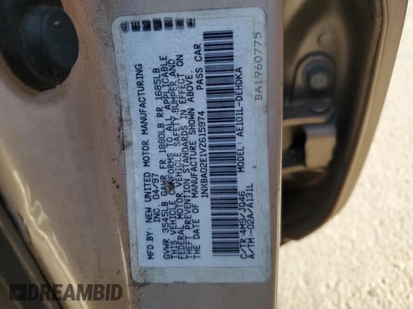 ✅ 1997 Toyota Corolla CE • VIN: 1NXBA02E1VZ615974 • Лот: 91408555. Опубликован ранее на Copart с пробегом 223 249 миль. Бесплатный доступ к архиву аукционных продаж из США и подробный отчёт об истории автомобиля на DreamBid. Изображение 12.