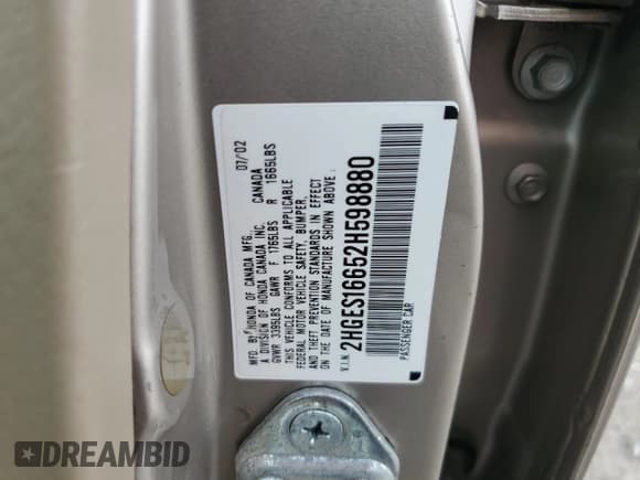 ✅ 2002 Honda Civic LX • VIN: 2HGES16652H598880 • Lot: 84577015. Wystawiony na Copart z przebiegiem 198 625 mil. Bezpłatny archiwum sprzedaży aukcyjnych z USA i szczegółowy raport historii pojazdu na DreamBid. Zdjęcie 12.