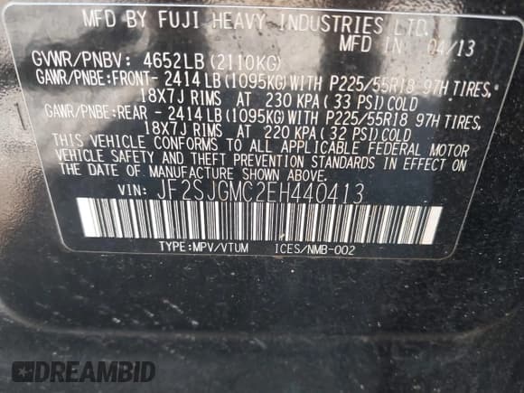 ✅ 2014 Subaru Forester XT Touring • VIN: JF2SJGMC2EH440413 • Лот: 43642606. Опубликован ранее на IAAI с пробегом 221 435 миль. Бесплатный доступ к архиву аукционных продаж из США и подробный отчёт об истории автомобиля на DreamBid. Изображение 9.