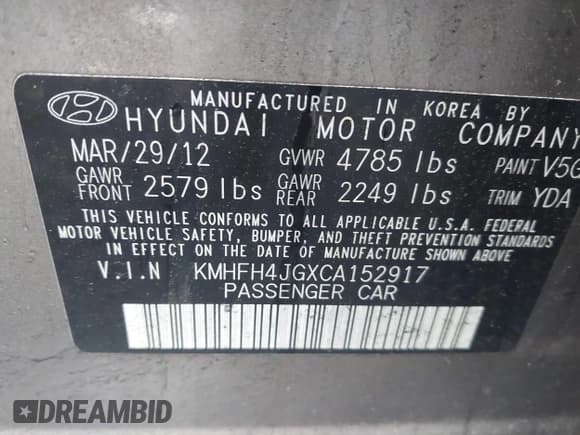 ✅ 2012 Hyundai Azera • VIN: KMHFH4JGXCA152917 • Lot: 42278803. Wystawiony na IAAI z przebiegiem 98 890 mil. Bezpłatny archiwum sprzedaży aukcyjnych z USA i szczegółowy raport historii pojazdu na DreamBid. Zdjęcie 9.