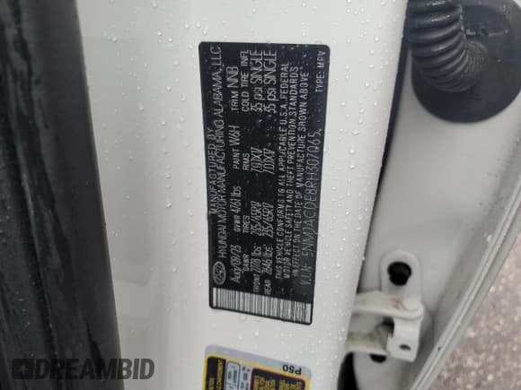 ✅ 2024 Hyundai Tucson SE • VIN: 5NMJACDE8RH307065 • Lot: 86099445. Listed on Copart with 27,891 mi. Free auction sales archive from the USA and detailed vehicle history report at DreamBid. Image 13.